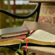 libri su panchina all'aperto